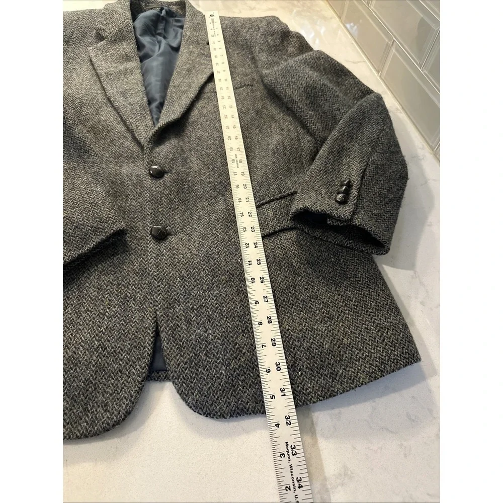 Brook Taverner HARRIS TWEED Jacket Sz. 40R Navy Herringbone Blazer Scotland
